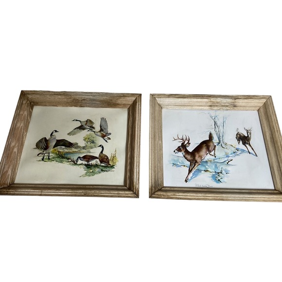 Other - 2 Fred Sweney Embossed Plastic Picture Prints Ducks and White Tailed Deers